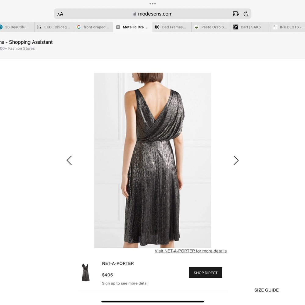 Alice + Olivia Roxy Metallic Drape Front Sleeveless Midi Dress Size 2